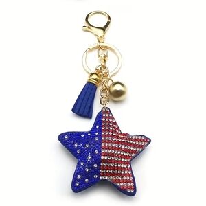 Star American Patriotic Flag USA Bag Purse Backpack Charm Keychain New